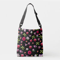 Spring Floral Photo Print Cross Body Tote Bag