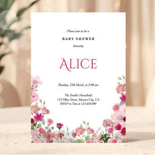 Spring Floral Pink Baby Shower Invitation Chic