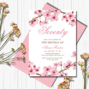 Spring Floral Pink Cherry Blossom Birthday  Invitation