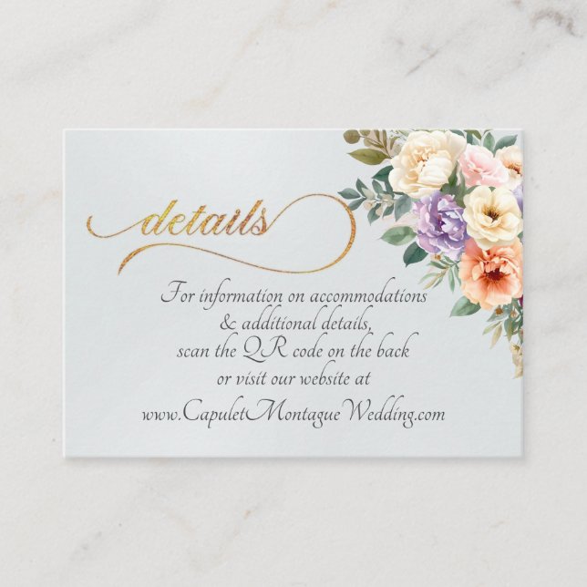 Spring Floral, QR Code - Pearl White Enclosure Card (Front)