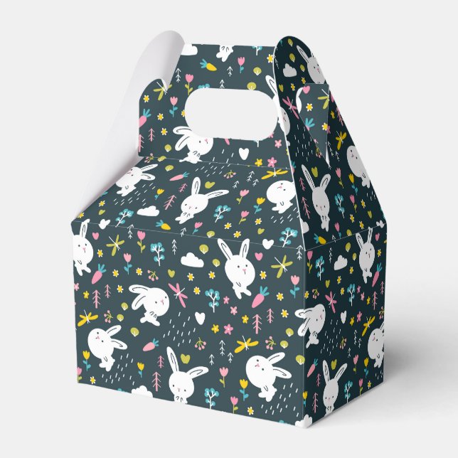 Spring Floral Rabbits Favour Box (Front Side)