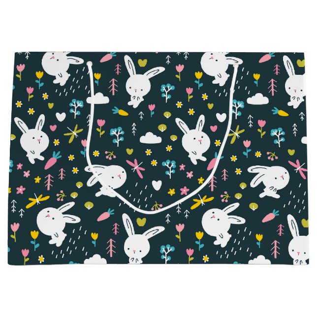 Spring Floral Rabbits Gift Bag (Front)