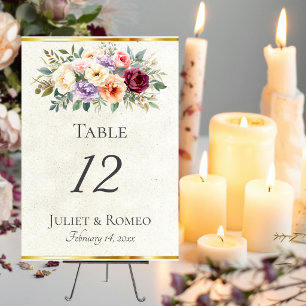 Spring Floral & Ribbon - Cream Table Number