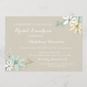 Spring Floral Rustic Bridal Lunch Invitations