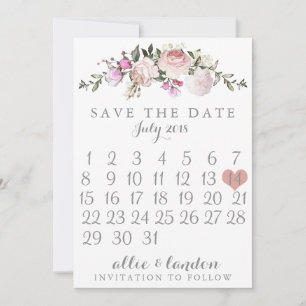 Spring Floral Save The Date Calendar