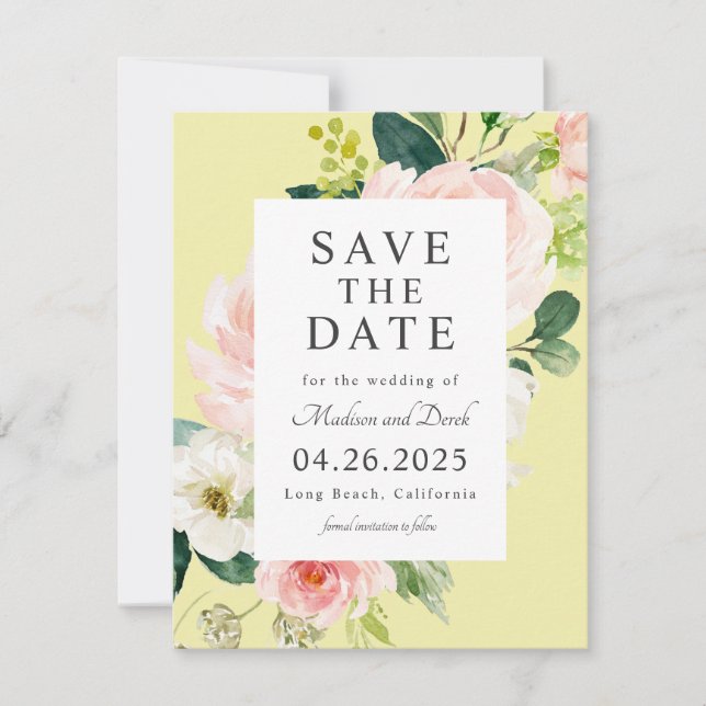 Spring Floral Save the Date with Your Photo (Front)