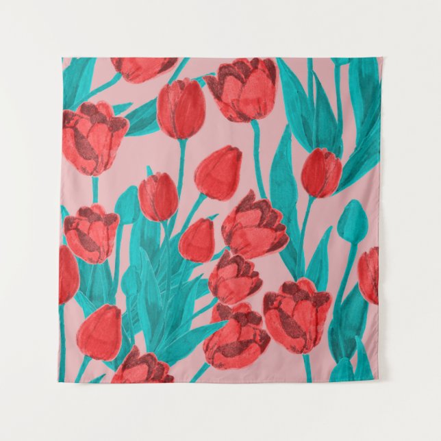 Spring floral seamless pattern with hand drawn tul tapestry (Front)