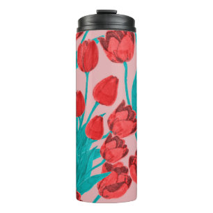 Spring floral seamless pattern with hand drawn tul thermal tumbler