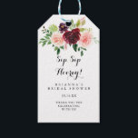 Spring Floral Sip Sip Hooray Bridal Shower Gift Tags<br><div class="desc">These spring floral sip sip hooray bridal shower gift tags are perfect for a simple wedding shower. The hand-painted design features green leaves,  dazzling pink,  blush,  purple,  red,  white and burgundy dazzling roses,  peonies neatly arranged in small cute bouquets.</div>