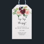 Spring Floral Sip Sip Hooray Bridal Shower Gift Tags<br><div class="desc">These spring floral sip sip hooray bridal shower gift tags are perfect for a simple wedding shower. The hand-painted design features green leaves,  dazzling pink,  blush,  purple,  red,  white and burgundy dazzling roses,  peonies neatly arranged in small cute bouquets.</div>
