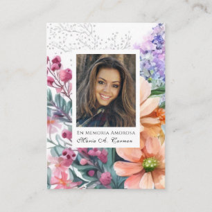 Spring  Floral Spanish Funeral Prayer  Place Card