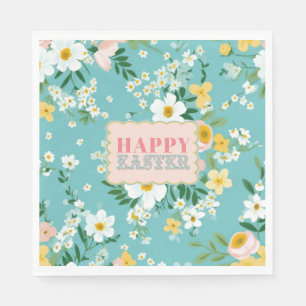 Spring Floral Squiggle Frame Easter Brunch  Napkin