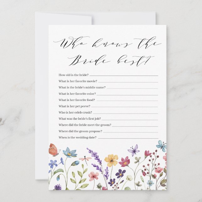 Spring Floral Summer Who Knows the Bride Best Game Invitation (Front)