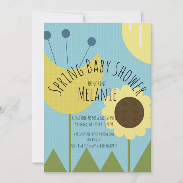Spring Floral Sunflower Baby Shower Invitation (Front)