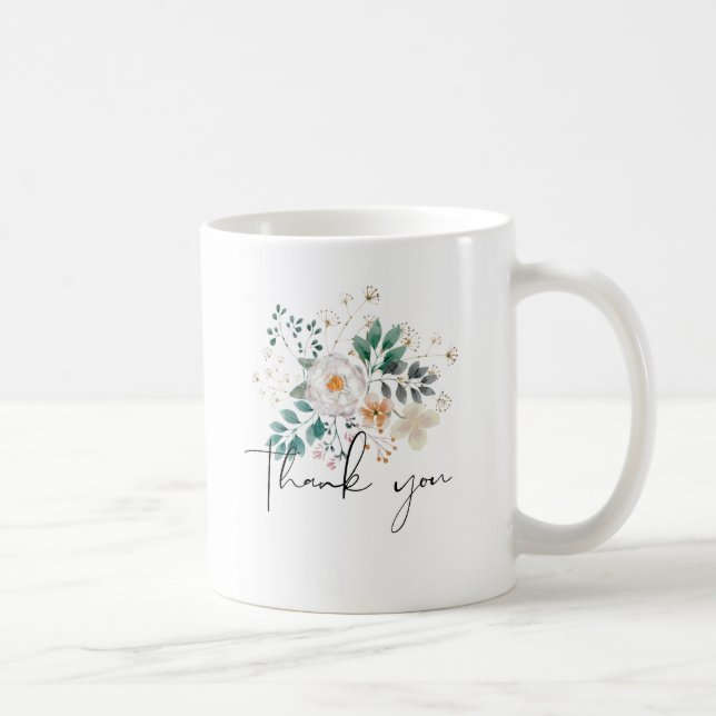 Spring Floral THANK YOU Gift Add TEXT as desired Coffee Mug (Right)