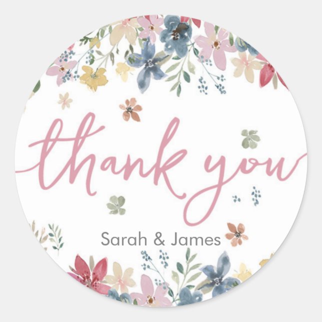 Spring floral Thank you stickers (Front)