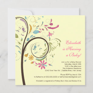 Spring Floral Tree Baby Shower Invitation