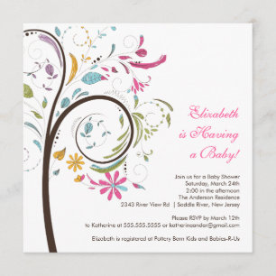 Spring Floral Tree Baby Shower Invitation