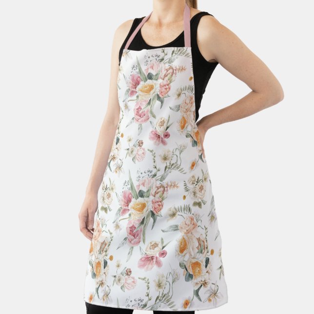 Spring Floral Tulips Apron (Insitu)