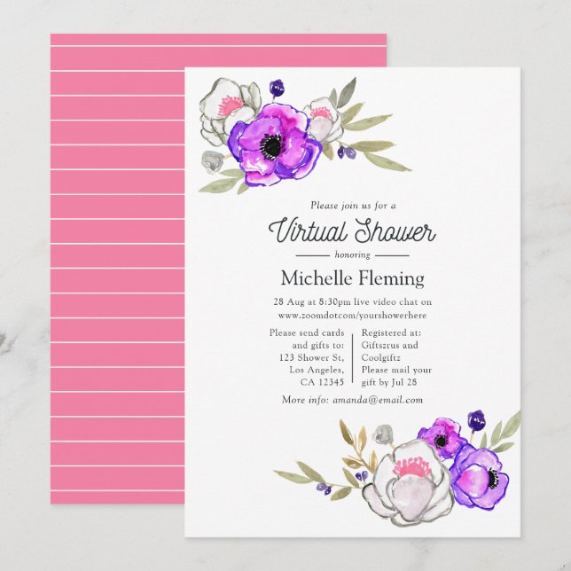 Spring Floral Virtual Shower Invitation (Front/Back)