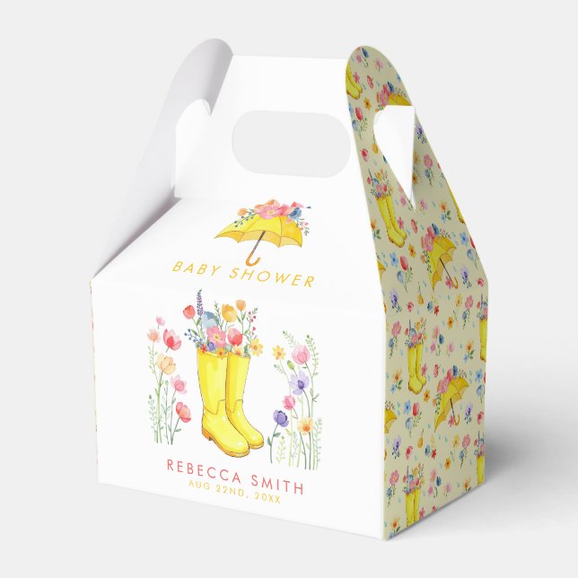 Spring Floral Watercolor Baby Shower Favour Boxes  (Front Side)