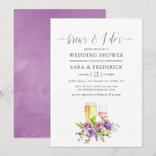 Spring Floral Watercolor Brews Before The I Do's Invitation