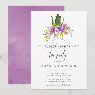 Spring Floral Watercolor Bridal Shower Tea Party Invitation