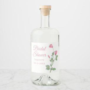 Spring Floral Watercolor Pink Flower Bridal Shower Liquor Bottle Label