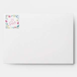 Spring Floral Watercolor Pink Preprinted Shower Envelope
