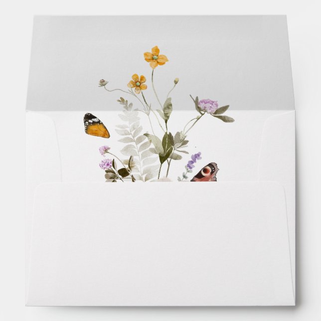 Spring Floral Watercolor Wedding Invitation Envelope (Back (Bottom))