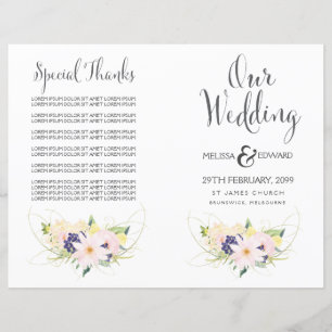 Spring Floral Watercolor Wedding Program Booklet
