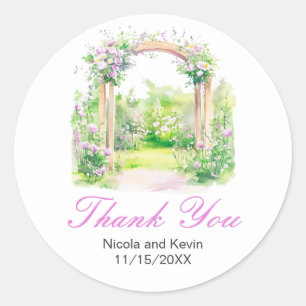 Spring Floral Wedding Arch Classic Round Sticker
