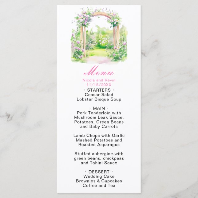 Spring Floral Wedding Arch Menu (Front)