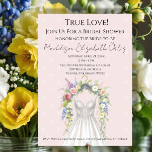 Spring Floral Wedding Dress Bridal Shower Invite