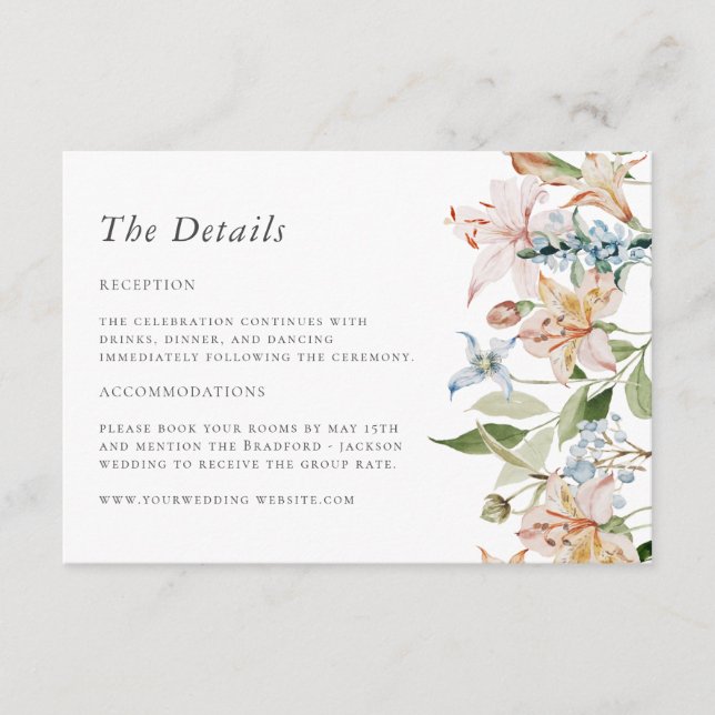 Spring Floral Wedding Enclosure Card (Front)
