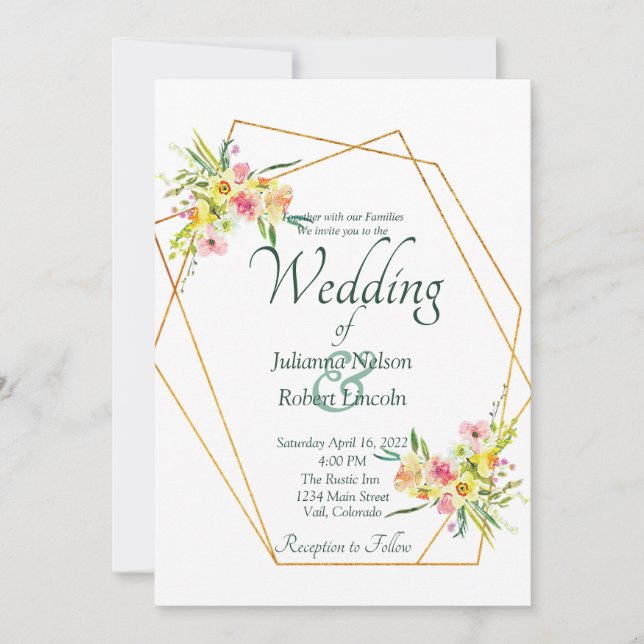 Spring floral wedding invitation (Front)