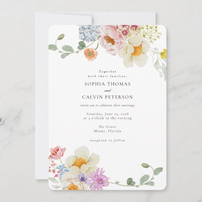 Spring Floral Wedding Invitation (Front)