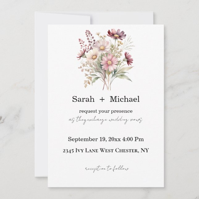 Spring Floral Wedding Invitation (Front)