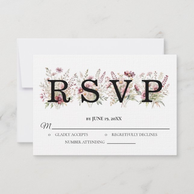 Spring Floral Wedding RSVP card (Front)
