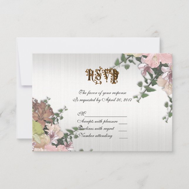 Spring floral wedding RSVP card (Front)