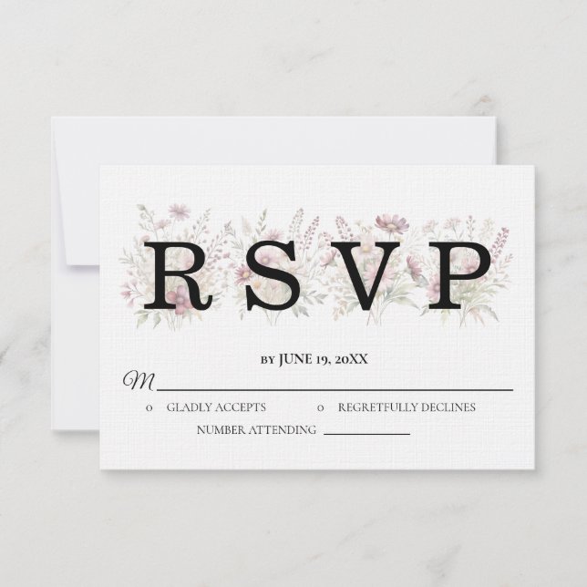 Spring Floral Wedding RSVP card (Front)