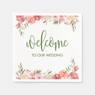 Spring Floral Welcome Cocktail Napkin