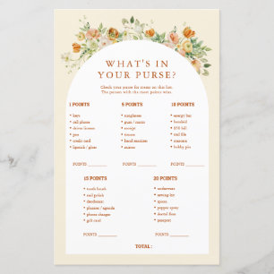 Spring Floral What's In Your Purse Baby Shower