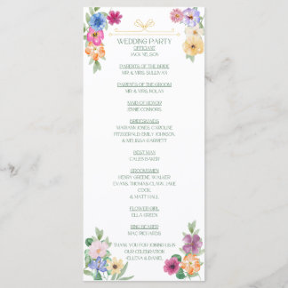 Spring Floral wildflower wedding program Programme