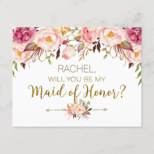 Spring Floral Will You Be Maid of Honour Card