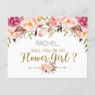 Spring Floral Will You Be My Flower Girl Card
