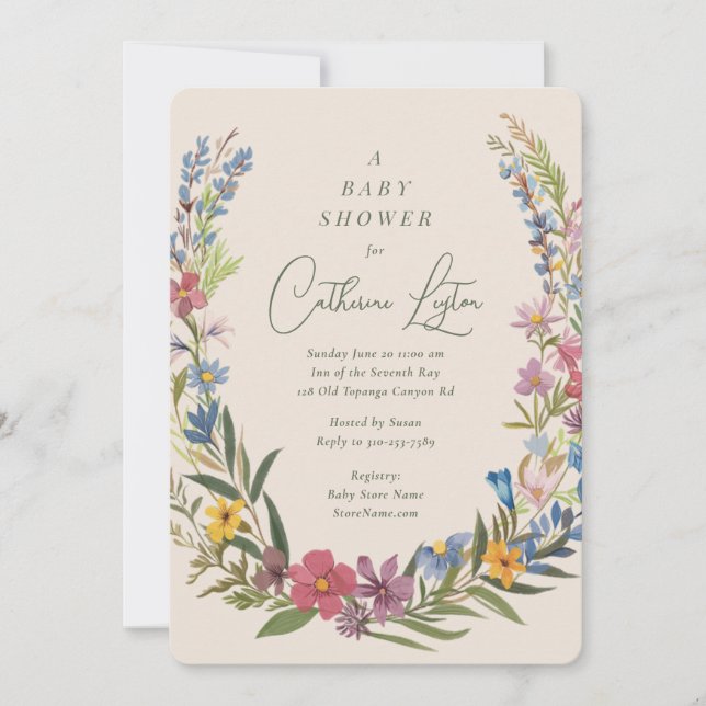 Spring Floral Wreath Baby Shower Invitation (Front)