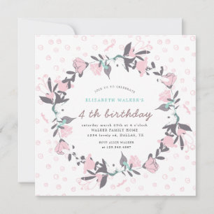 Spring floral wreath blush  Birthday Invitation