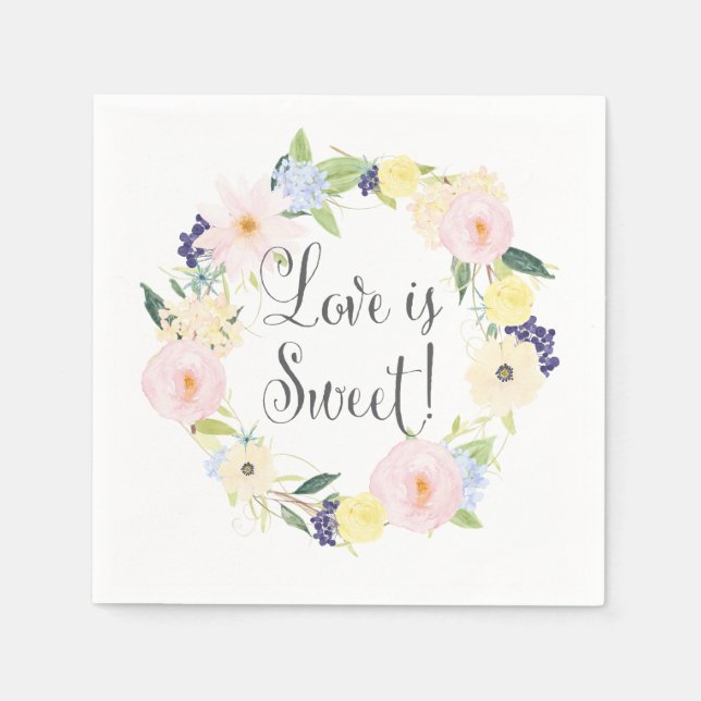 Spring Floral Wreath Wedding Suite Napkins (Front)