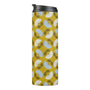 Spring floral - yellow, blue & white thermal tumbler